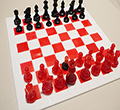 Obsidian and Red Handcrafted Chessboard Set