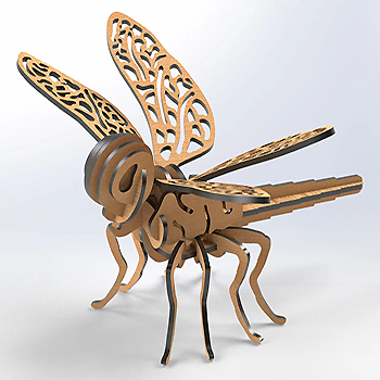 4D DragonFly Decorative Wood Puzzle - Home Decor