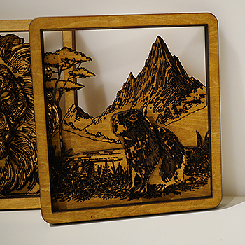 4D Multi-Layer Wooden Capybara Art- Home Space Decor