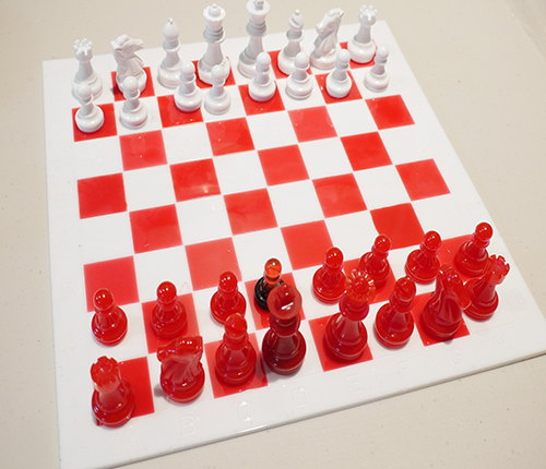 Ivory and Red Handcrafted Chessboard Set