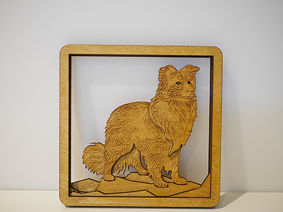 Multi-Layer Wooden Dog Art