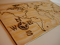 Rustic Engraved Thick Wood Wall World Map